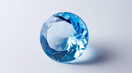 Sapphire Splendor: The Radiant Facets of a Cut and Polished Gemstone with Luxury Blue Topaz on a Pristine White Background"