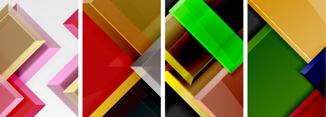 Color glass glossy square composition poster set for wallpaper, business card, cover, poster, banner, brochure, header, website