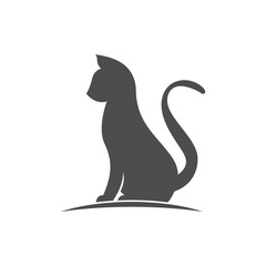 cat with a tail up logo design
