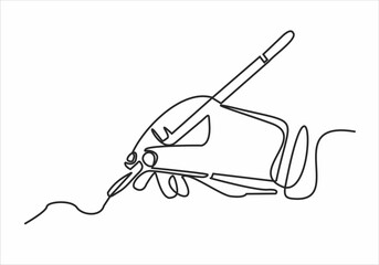 hand drawn line holding pen - continuous line drawing