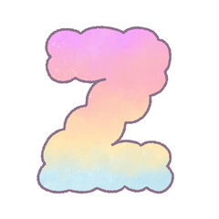 Z letter Watercolor bubble alphabet font pastel colourful vanilla sky
