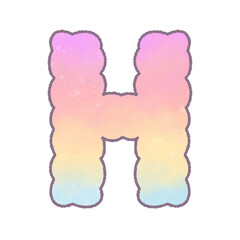 H letter Watercolor bubble alphabet font pastel colourful vanilla sky