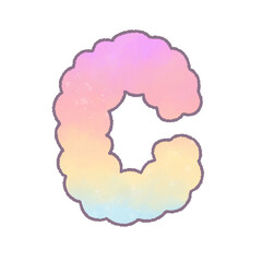 C letter Watercolor bubble alphabet font pastel colourful vanilla sky