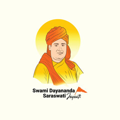 Swami Dayananda Saraswati Jayanti Vector Background.