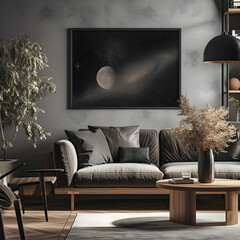 Living Room Design with astronomical wall hanging