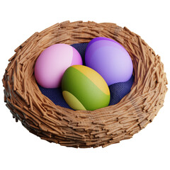 Easter Egg Day 3D Icon, Easter Egg on Bird Nest