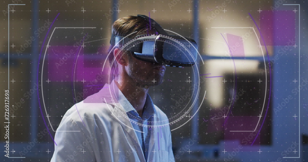 Poster image of data processing over man using vr headset