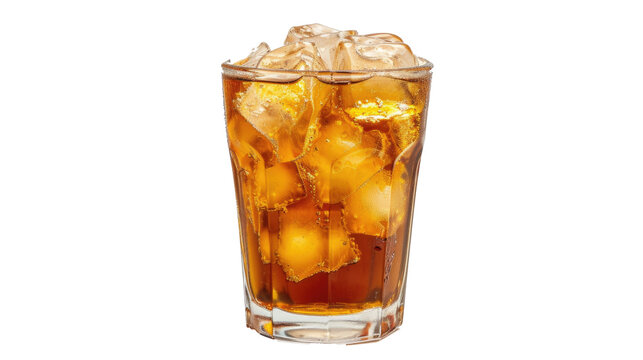 iced tea in glass cup, transparent background, AI generated image