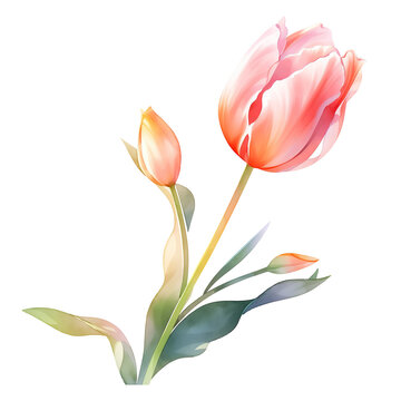 beautiful watercolour of Tulip isolated background