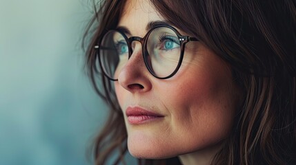 Fototapeta premium Female wearing glasses, profile picture.