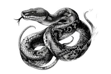 Snake illustration on white background. Coloring book for kids