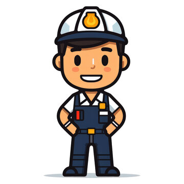Illustration construction worker design. Industrial Construction Worker Engineer cartoon. Security officer