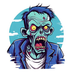 Walking Dead Zombie Cartoon. Zombie Halloween monster generative ai