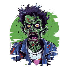 Zombie Walking Dead Halloween monster. Scary Zombie Cartoon Illustration