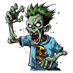 Undead Zombie cartoon monster. Walking Dead Halloween Cartoon Illustration