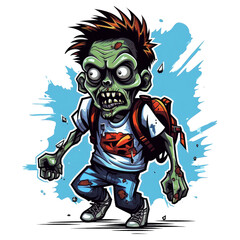 Undead Zombie cartoon monster. Walking Dead Halloween Cartoon Illustration