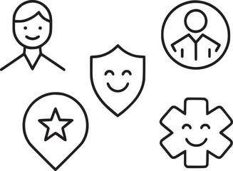 Trust icon set. credibility, promise, Containing confidence,  trustworthy, sincerity and honesty, friends, truth, faith. 