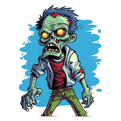 Zombie Walking Dead Halloween monster. Scary Zombie Cartoon Illustration