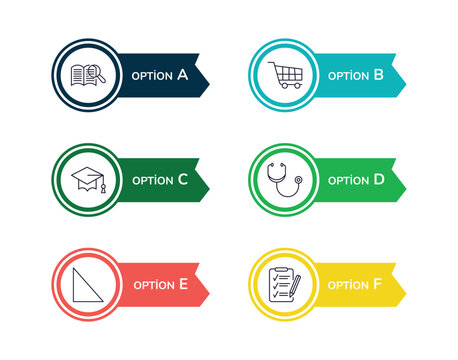 outline icons collection with infographic template. linear icons from education concept. editable vector included book and magnifying, shopping cart, graduation pictures, cardiology tool, right