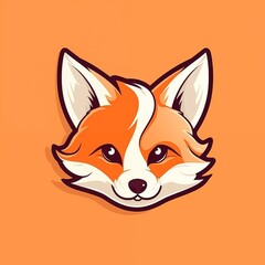 Obraz premium Simple Cute Cartoon Design of Fox Head Isolated on Brown Background. Generative AI