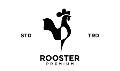 Rooster silhouette icon Vector illustration on white background. template