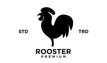 Fototapeta premium Rooster silhouette icon Vector illustration on white background. template