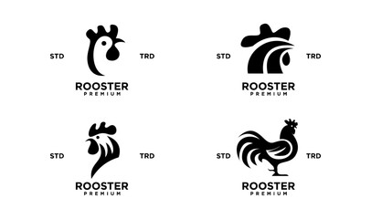 Rooster silhouette icon Vector illustration on white background. template