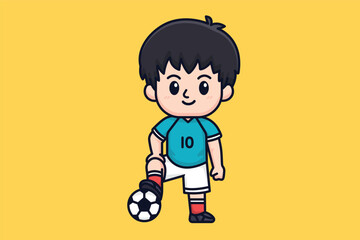 Cute Football Player Cartoon Character