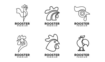 rooster line outline monoline logo vector icon illustration © Alpha Vector