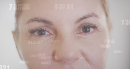 Image of medical data processing over caucasian female doctor in hospital