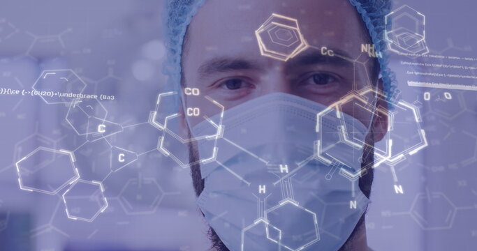 Image of medical data processing over biracial male doctor in hospital