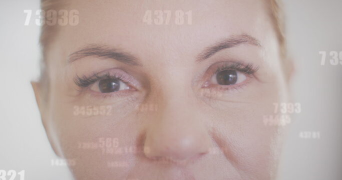 Image of medical data processing over caucasian female doctor in hospital