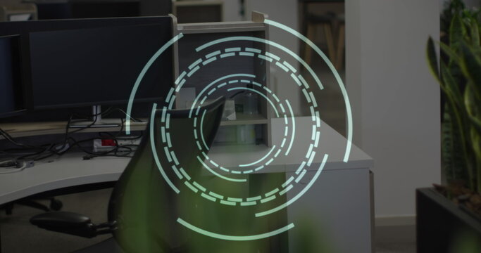 Image of scope scanning over empty office