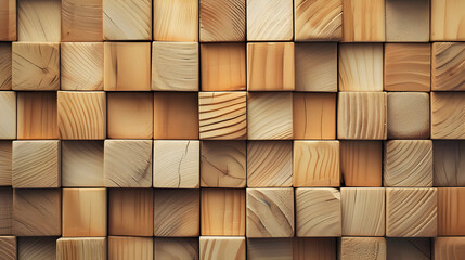 Neatly arranged wooden blocks create a minimalist background, offering a versatile canvas for various design concepts.