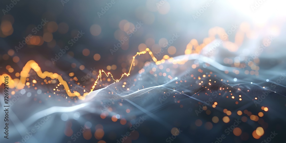 Wall mural abstract glowing lines wave on a dark background. technology and digital concept visualization. futu