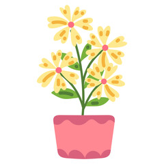 Flowers and Plant pots. illustration vector