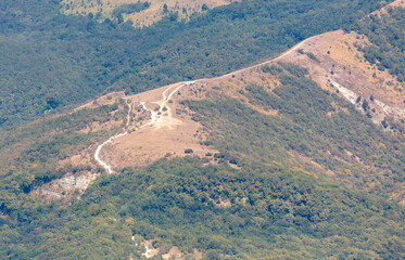 Road in the mountains, top view