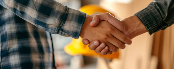 We can do this together. Shot of two unrecognisable men shaking hands outdoors. AI generated.