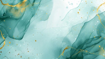 Abstract liquid watercolor background with golden lines - obrazy, fototapety, plakaty