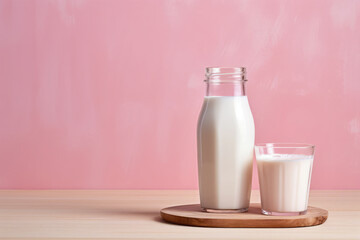 milk on color background