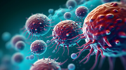 Macroscopic observation of organisms bacteria and cells and viruses under laboratory microscope