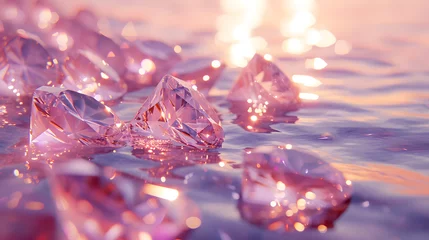 Foto op Plexiglas Sparkling pink diamond in water. The diamonds are pink and have a light shining on them. © wcirco