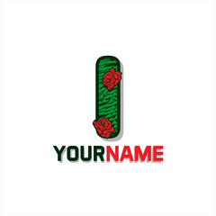Letter I with floral ornament. Vector design template elements for your application or corporate identity.