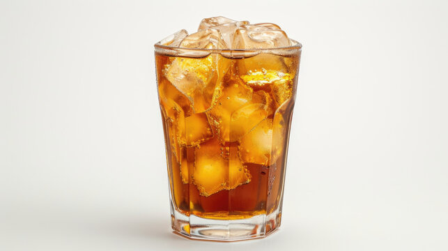 iced tea in glass cup, white background, Ai Generated Images