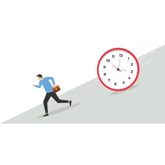 Businessman push big timer clock deadline, Vector illustration design concept in flat style

