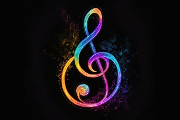 Musical Notes Background with Treble Clef Illustration – Elegant Design for Artistic Music Decoration and Composition in Light and Dark Tones