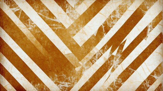 Abstract gold background white striped pattern and blocks in diagonal lines with vintage texture from Generative AI