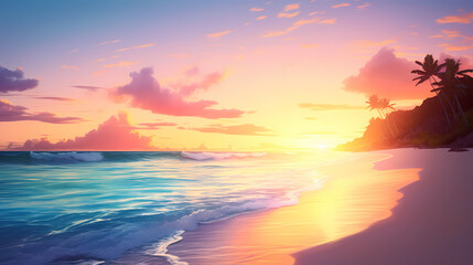 Fototapeta premium Aerial view of beautiful beach, simple, calm composition in clear blue