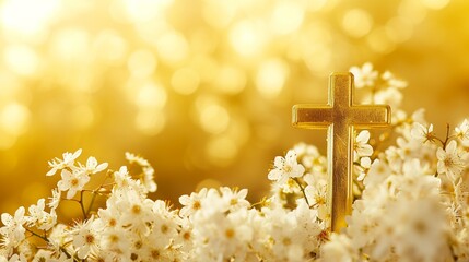 golden cross on the grave