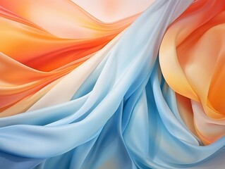 Abstract painting in cool colors with futuristic fabrics waves